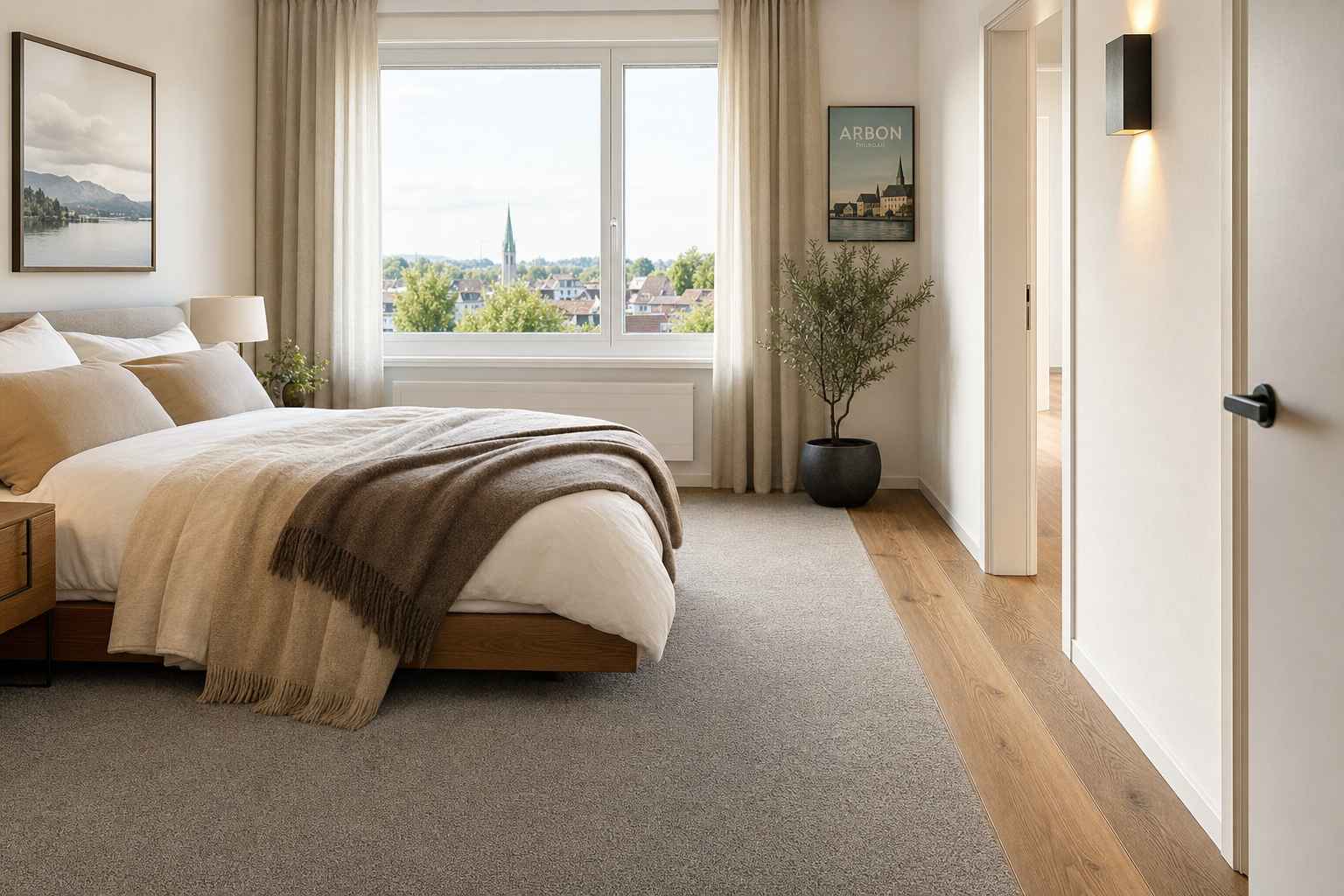 Teppichboden Arbon – Schlafzimmer Grau-Beige Schweizer Qualität