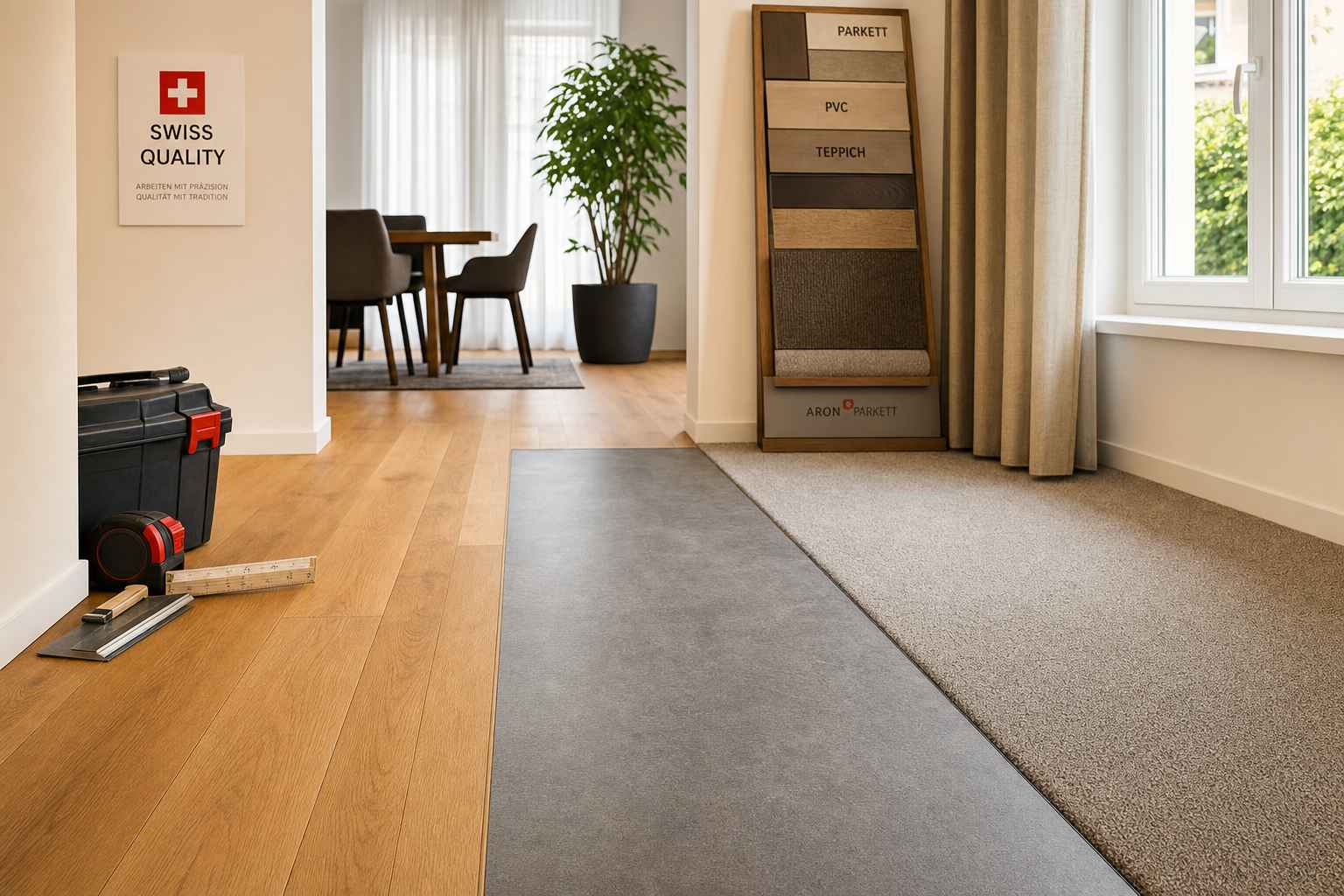 Bodenbeläge Arbon – Auswahl Parkett PVC Teppich Materialvielfalt