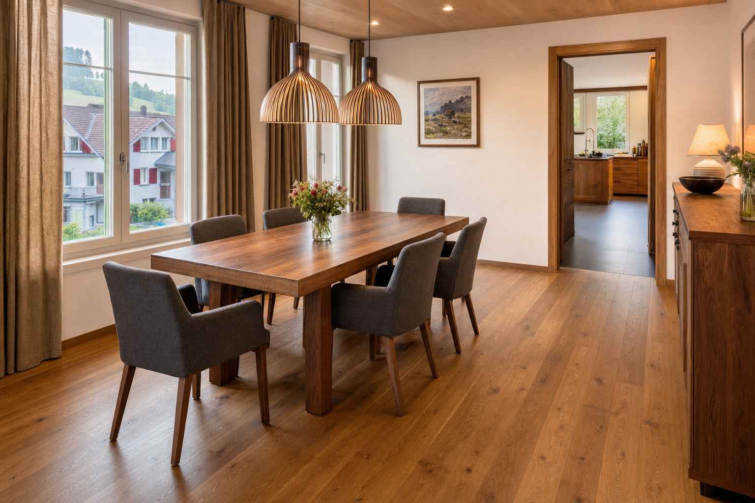 Parkett Herisau – Esszimmer elegante Einrichtung Bodenseeregion