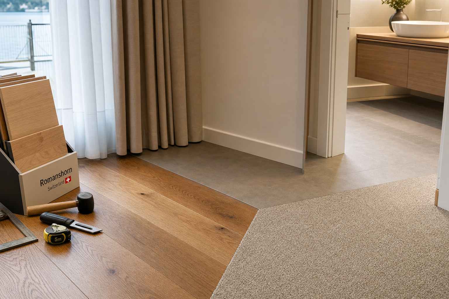 Bodenbeläge Romanshorn – Auswahl Parkett PVC Teppich Materialvielfalt