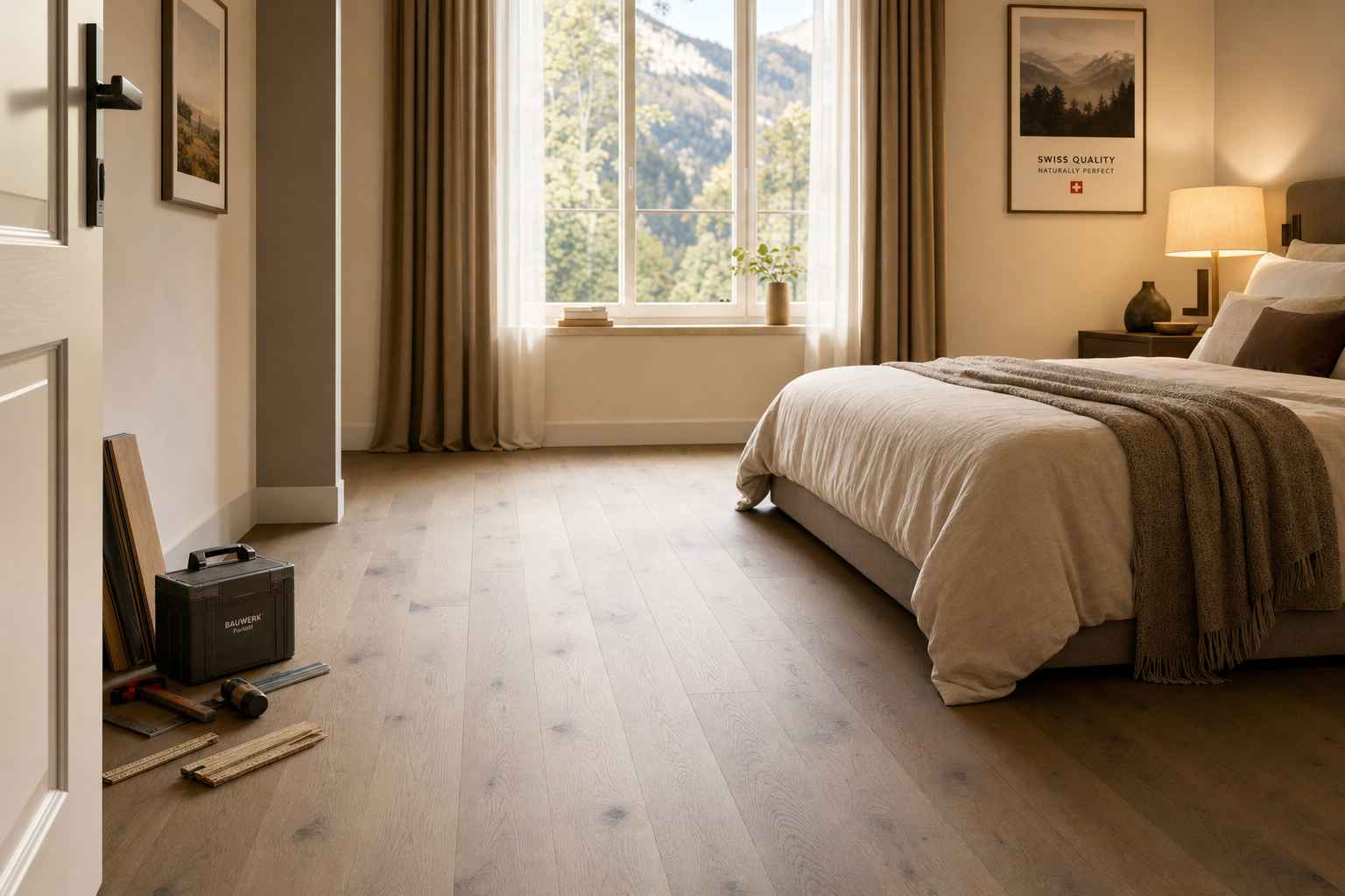 Teppichboden Rorschach – Schlafzimmer Grau-Beige Schweizer Qualität