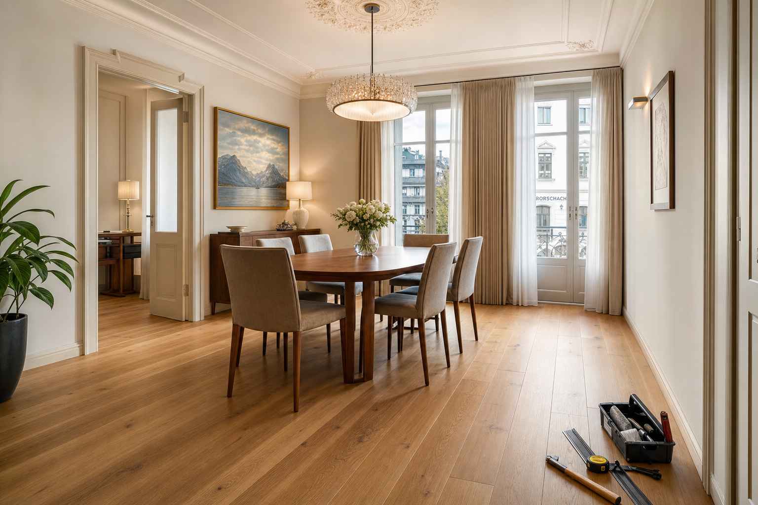 Parkett Rorschach – Esszimmer elegante Einrichtung Bodenseeregion