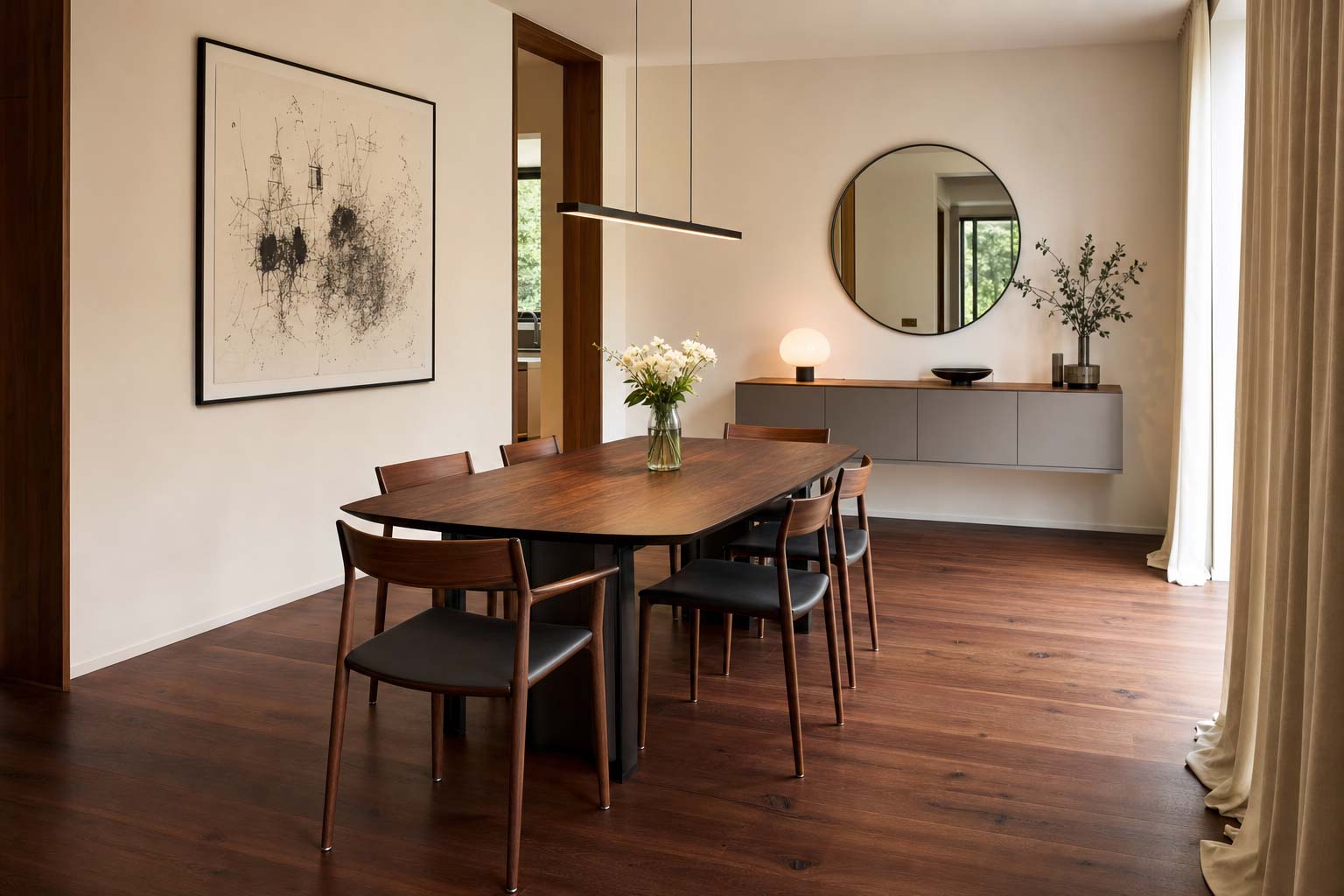 Bodenleger Steinach – Esszimmer Walnuss-Parkett Qualität