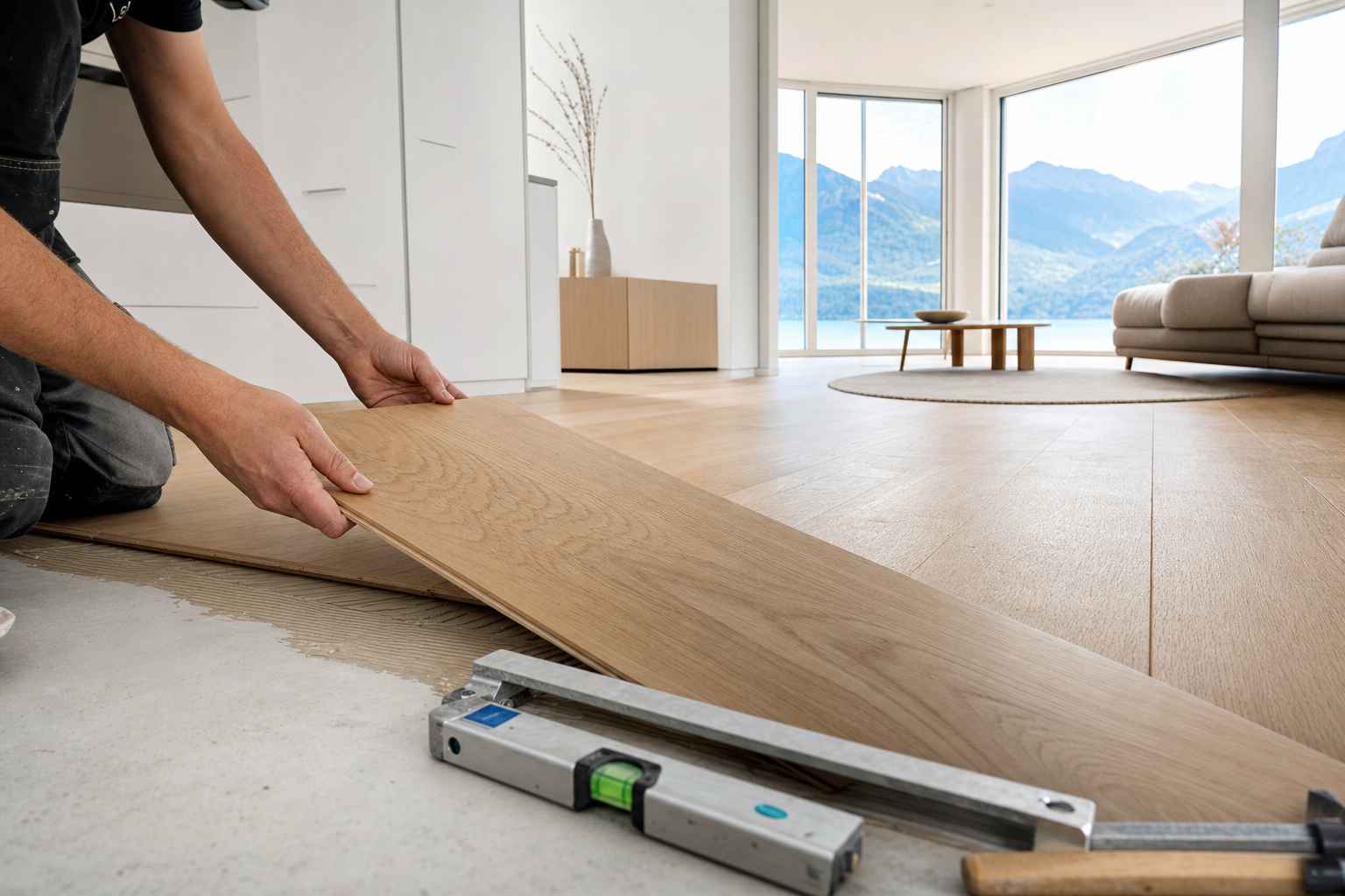 Bodenbeläge Rheineck — handwerkliche Ausführung im Detail, Bruderer Wohnen, eidg. dipl. Bodenlegermeister