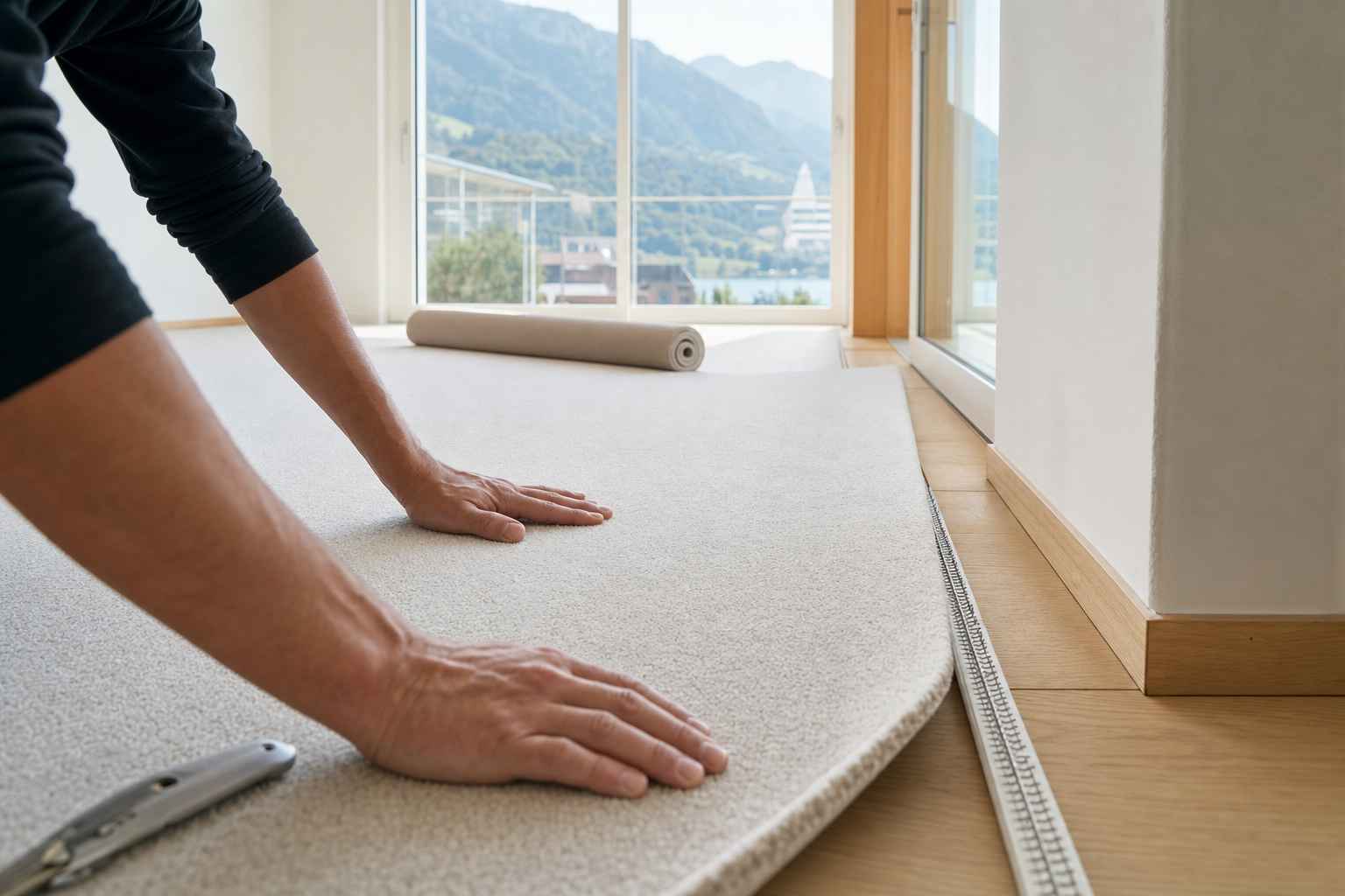 Teppich verlegen Romanshorn — handwerkliche Ausführung im Detail, Bruderer Wohnen, eidg. dipl. Bodenlegermeister